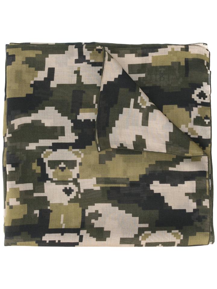 Furla Geometric Camouflage Pattern Scarf, Women's, Green, Silk/modal