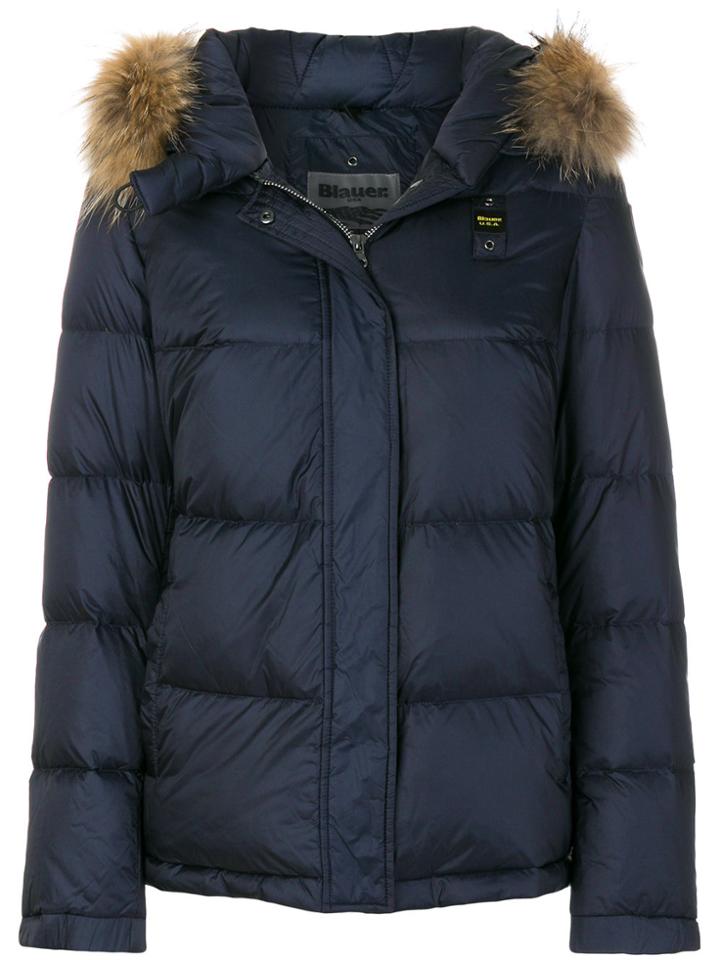 Blauer Puffer Jacket With Fur Trimmed Hood - Blue