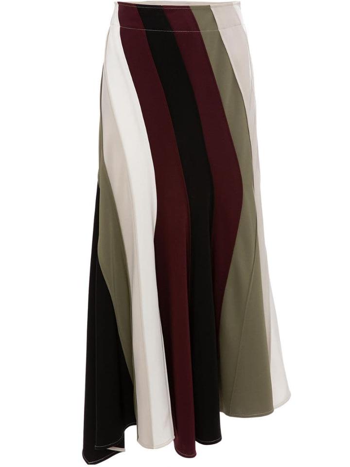 Jw Anderson Diagonal Panelled Flare Skirt - White
