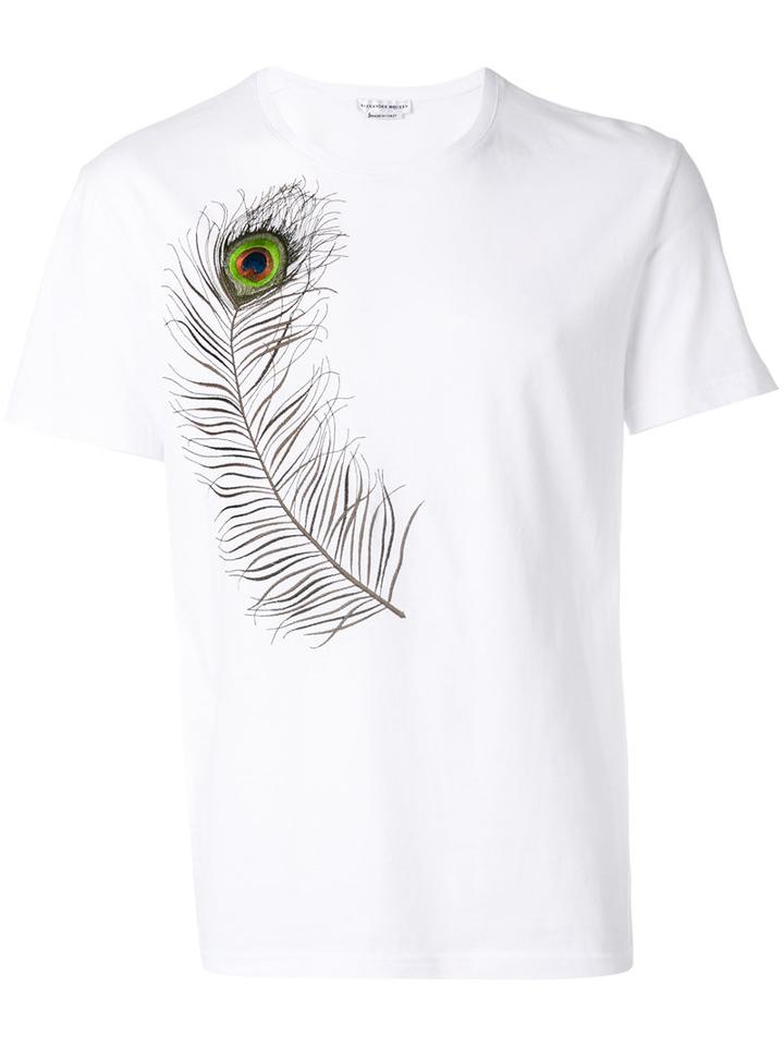 Alexander Mcqueen - Feather Printed T-shirt - Men - Cotton - M, White, Cotton