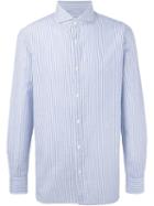 Borrelli Contrast Sleeve Pinstriped Button Down Shirt