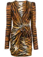 Alexandre Vauthier Tiger Print Mini Dress - Brown