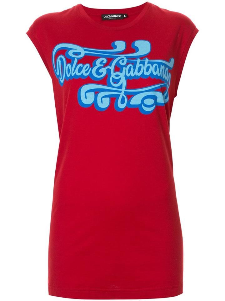 Dolce & Gabbana Logo Print Tank Top - Red