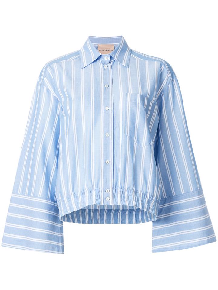 Erika Cavallini Cinched Hem Stripe Blouse - Blue