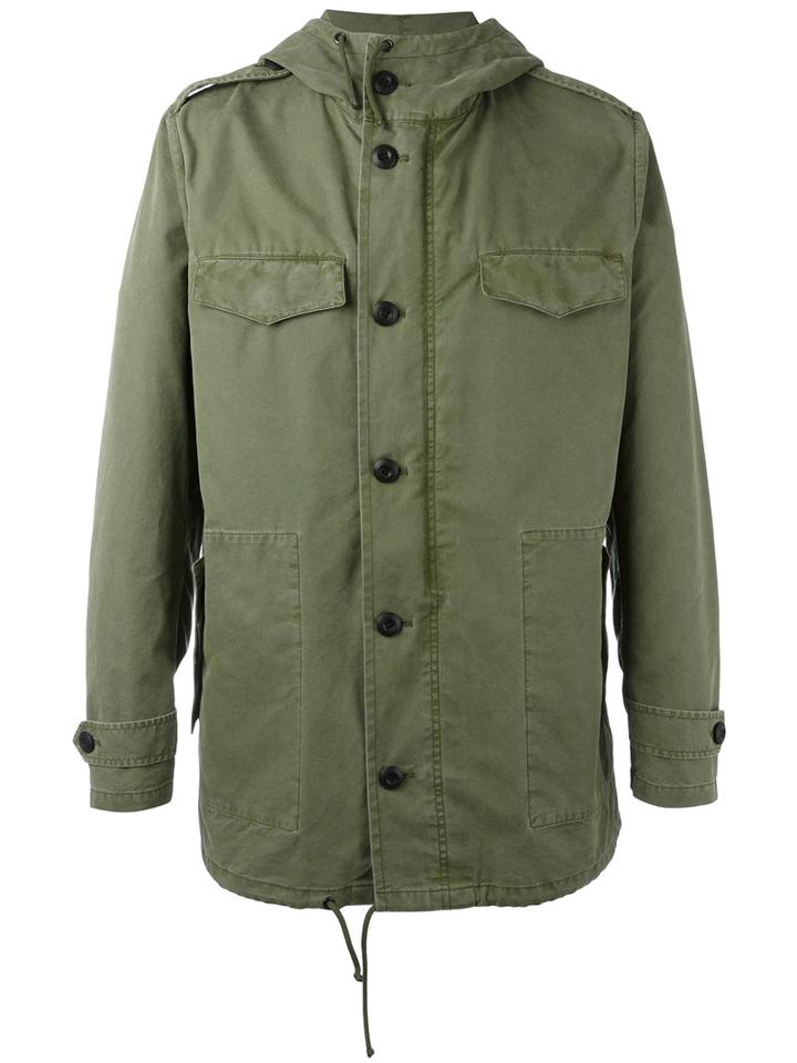 Palm Angels Unicorn Print Hooded Jacket, Men's, Size: Large, Green, Cotton/polyamide
