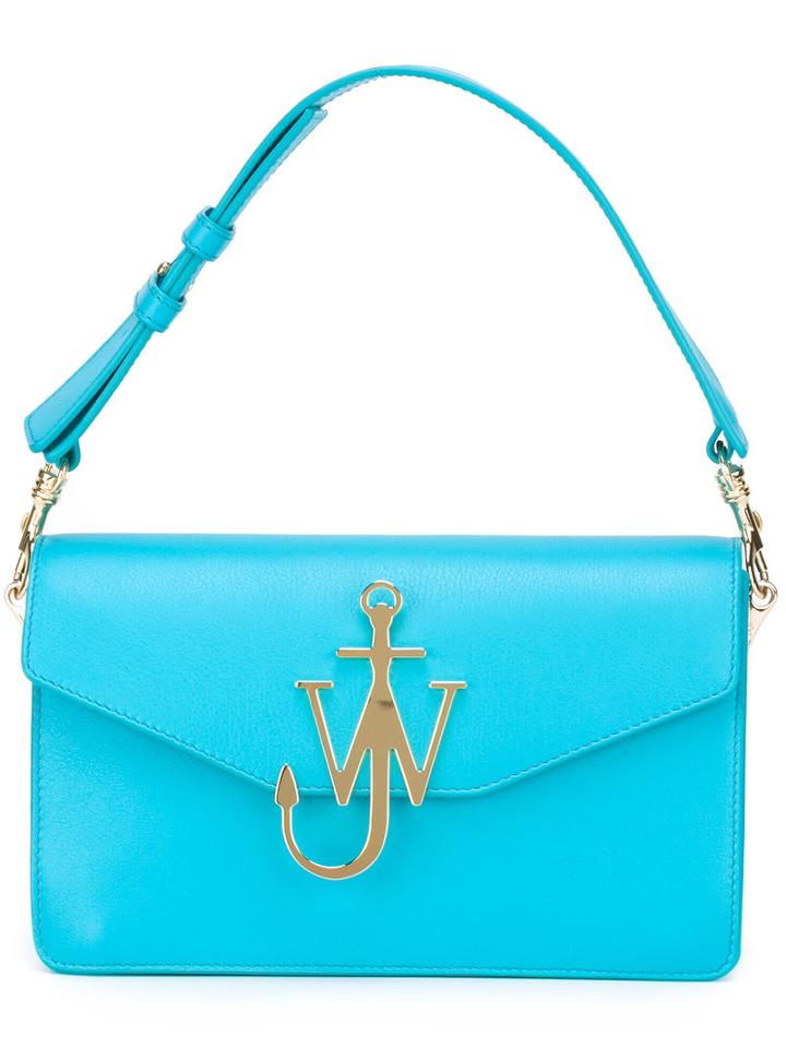 J.w.anderson 'w' Plaque Tote, Women's, Blue, Calf Leather