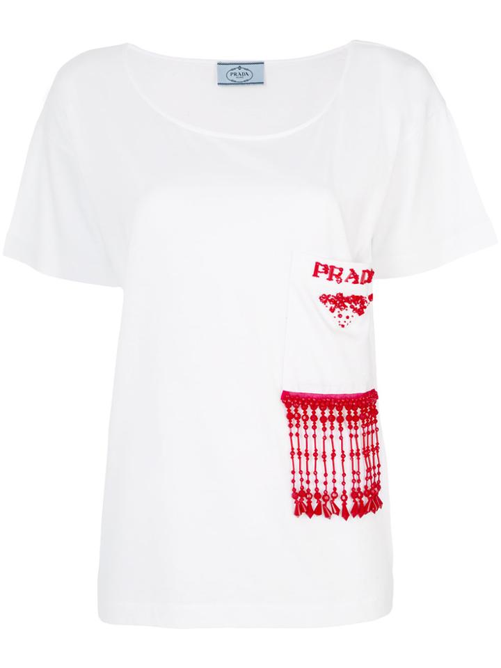 Prada Glass Beaded T-shirt - White