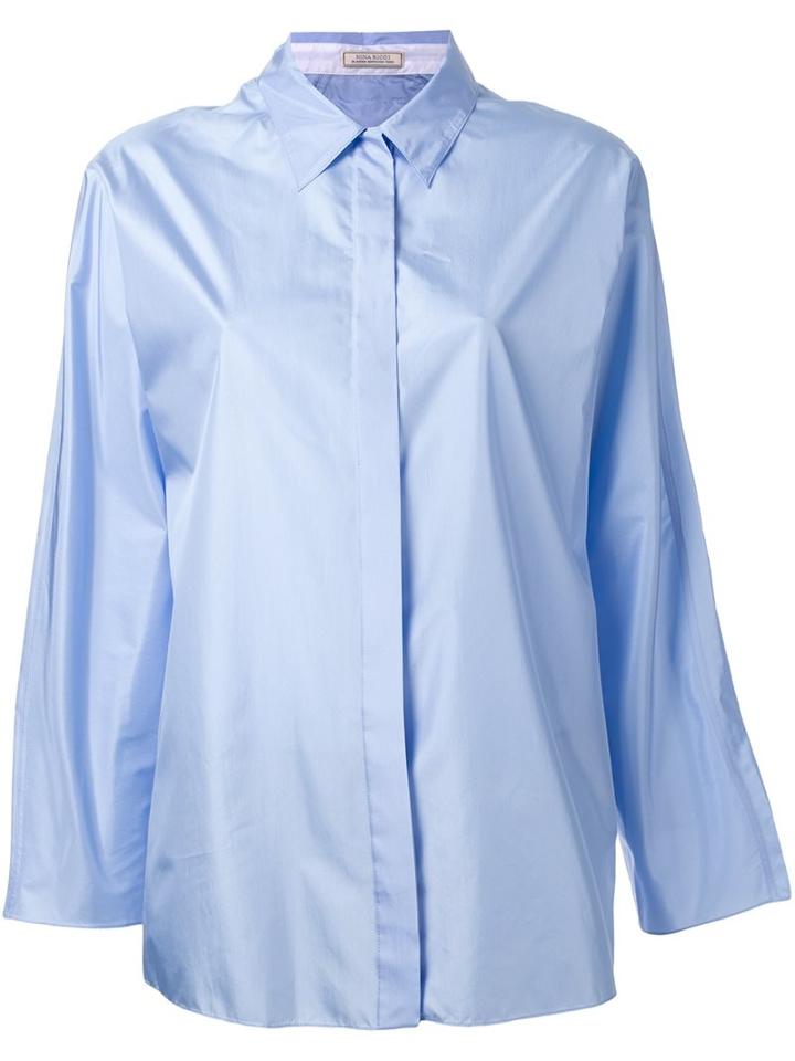Nina Ricci Boxy Shirt, Women's, Size: 34, Blue, Silk