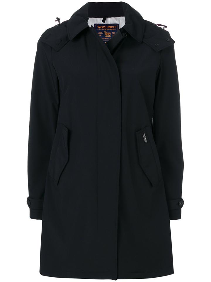 Woolrich Hooded Single-breasted Coat - Black