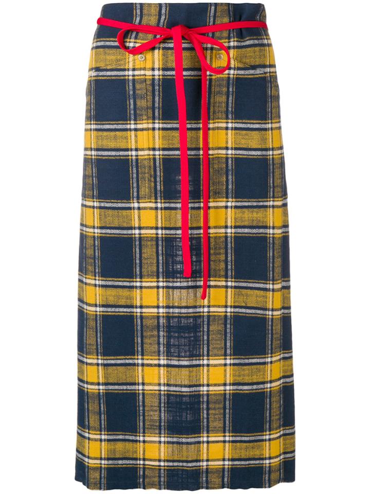 R13 Plaid A-line Skirt - Yellow & Orange