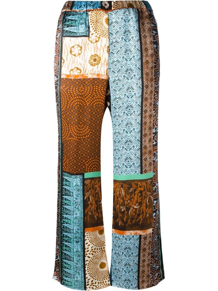 Ermanno Gallamini Patchwork Print Trousers, Women's, Size: Large, Silk