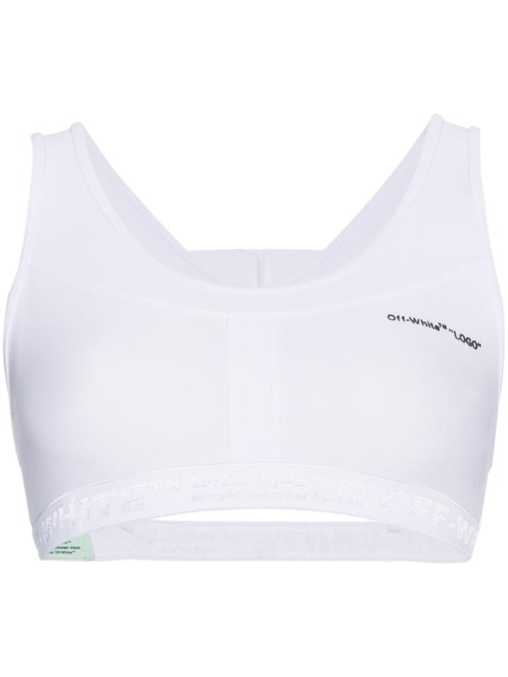 Off-white Sleeveless Scoop Neck Crop Top