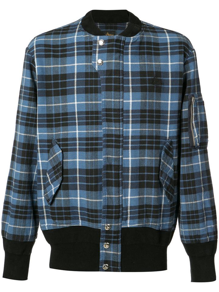 Vivienne Westwood Anglomania - Berry Bomber Jacket - Men - Cotton/linen/flax/spandex/elastane - M, Blue, Cotton/linen/flax/spandex/elastane