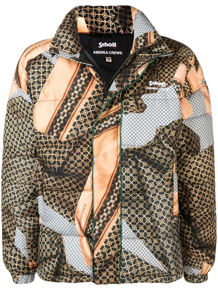 Andrea Crews Scarf Print Padded Jacket - Black