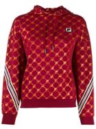 Fila Monogram Print Hoodie - Red