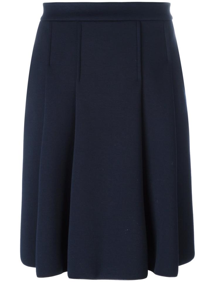 's Max Mara Wide Pleat Knee-length Skirt, Women's, Size: Medium, Blue, Viscose/spandex/elastane