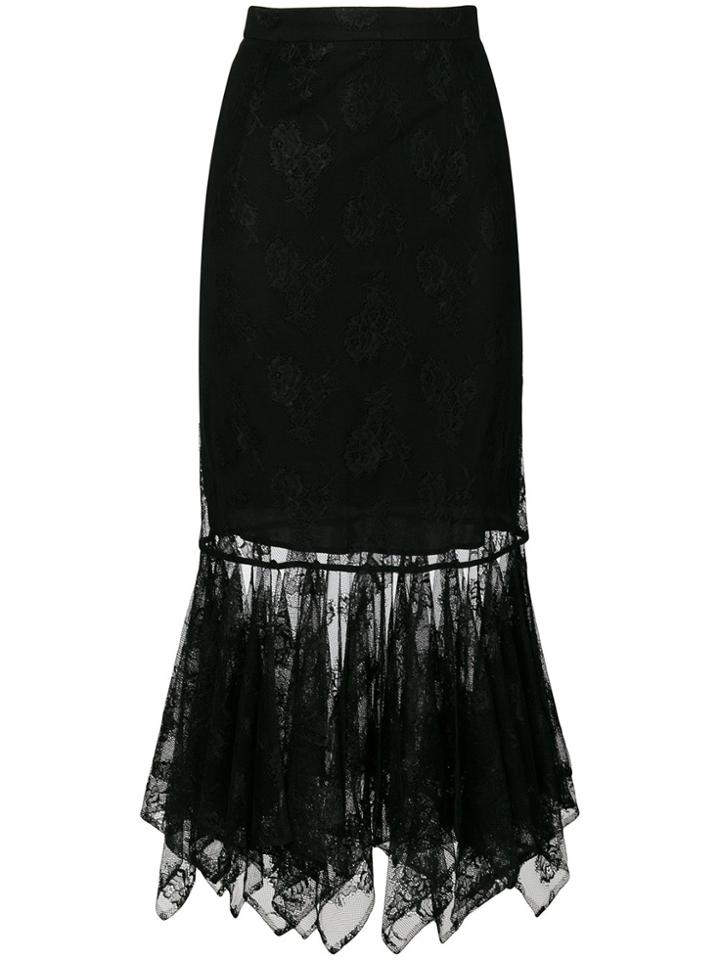 Christopher Kane Rag Hem Lace Skirt - Black
