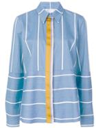 Victoria Victoria Beckham Contrast Stripe Boxy Shirt - Blue