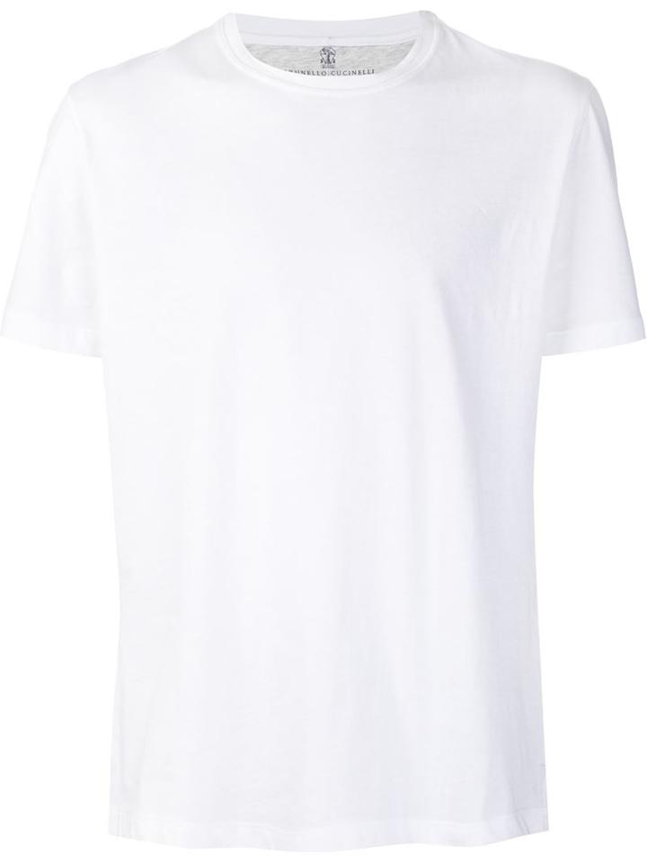 Brunello Cucinelli Crew Neck T-shirt, Men's, Size: 48, White, Cotton