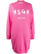 Msgm Logo Print Sweater Dress - Pink