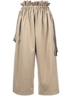 Astraet - Loose Fit Cropped Trousers - Women - Polyester - 0, Brown, Polyester