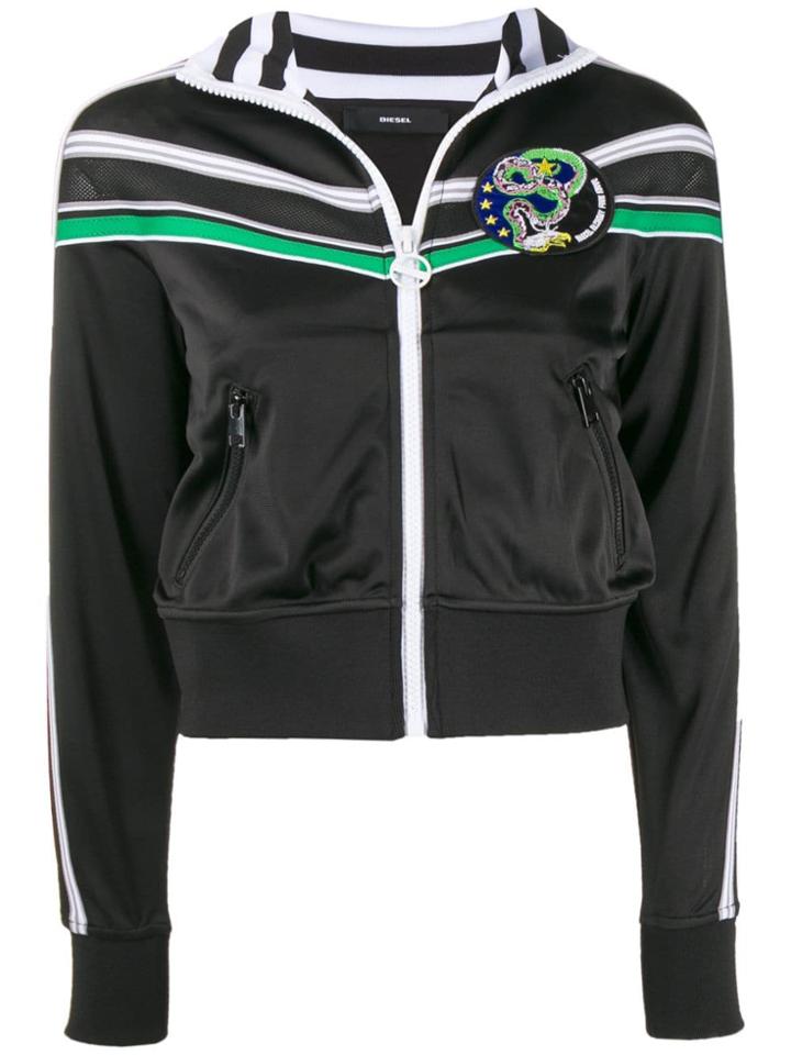 Diesel Striped Detail Zipped Top - Black