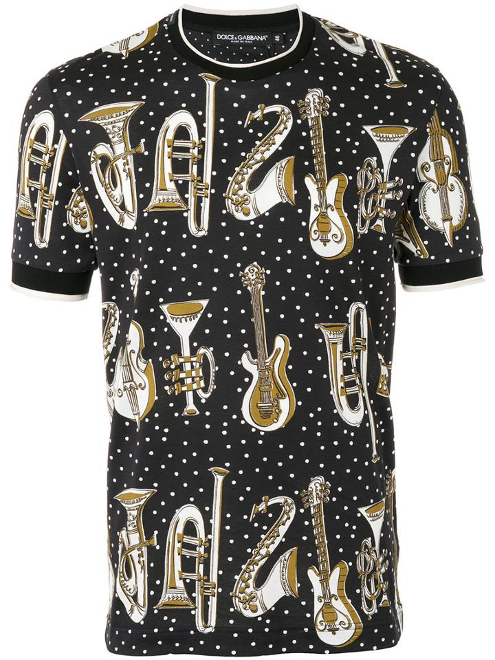 Dolce & Gabbana - Musical Instrument Print T-shirt - Men - Silk/cotton - 46, Black, Silk/cotton