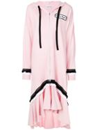 Au Jour Le Jour Ruffle Trim Hoody Dress - Pink & Purple
