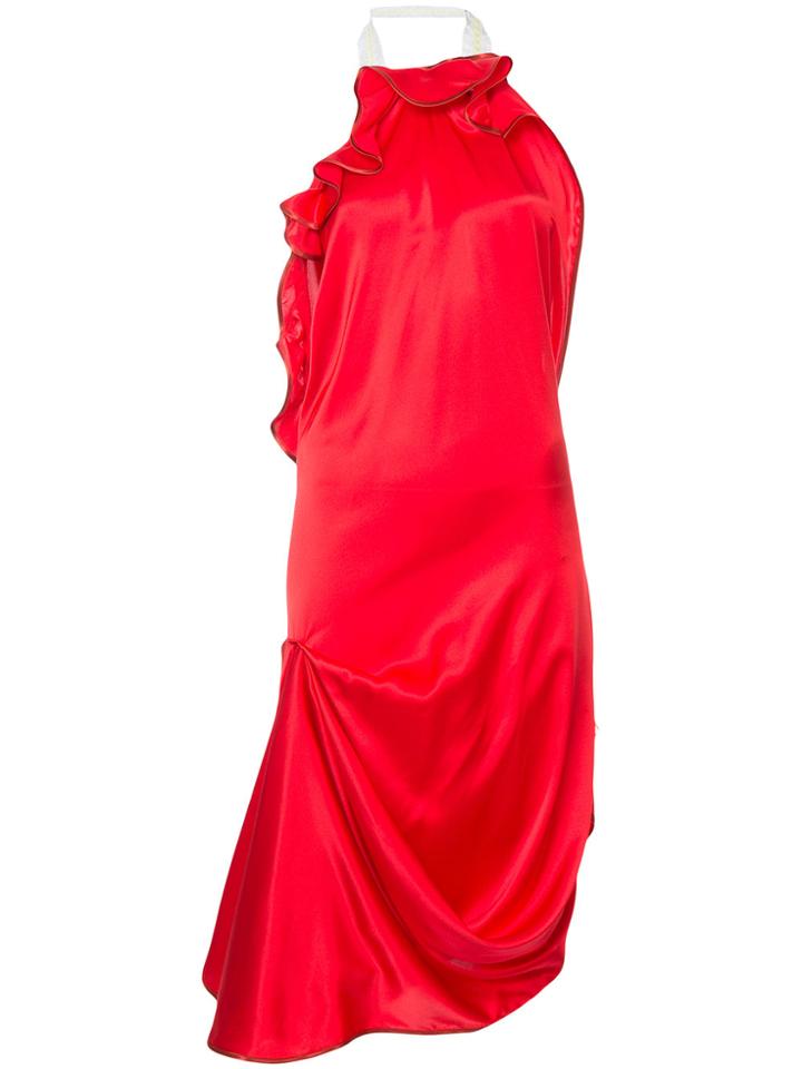 Anne Karine Thorbj0rnsen Ruffled Neck Dress - Red