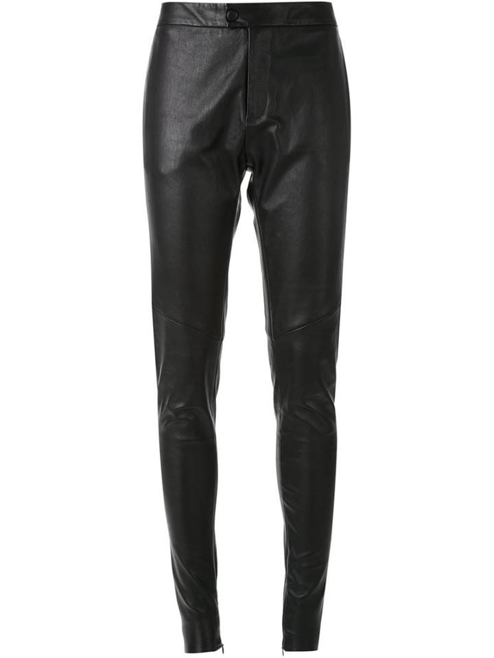 Bassike Tapered Leather Trousers, Women's, Size: 10, Black, Leather