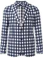 Tagliatore Checked Blazer, Men's, Size: 52, Blue, Cotton/polyamide/cupro