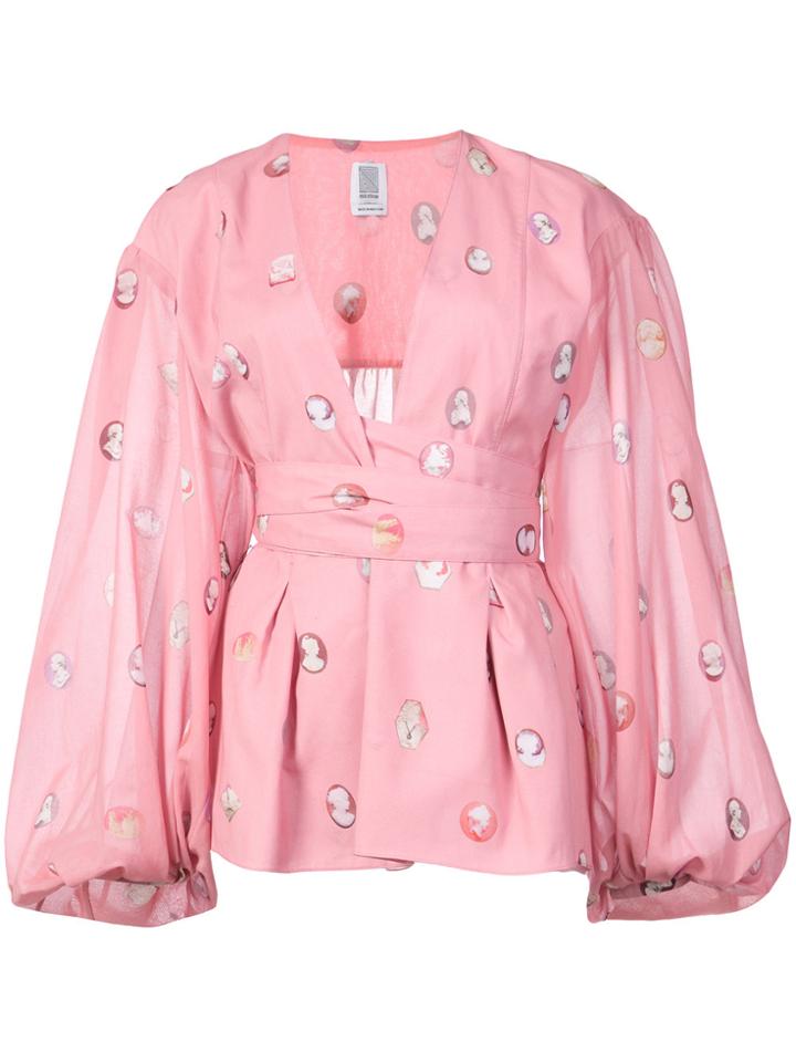 Rosie Assoulin Tie Waist Blouse - Pink & Purple