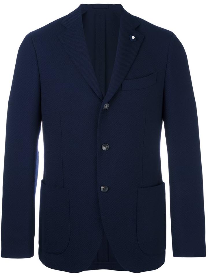 Lardini Three Button Blazer, Men's, Size: 46, Blue, Polyester/wool