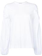 Co-mun - Elasticated Cuffs T-shirt - Women - Cotton/spandex/elastane/tencel - 42, White, Cotton/spandex/elastane/tencel