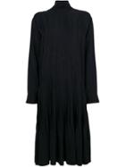 Cédric Charlier Pleated Turtleneck Midi Dress - Black