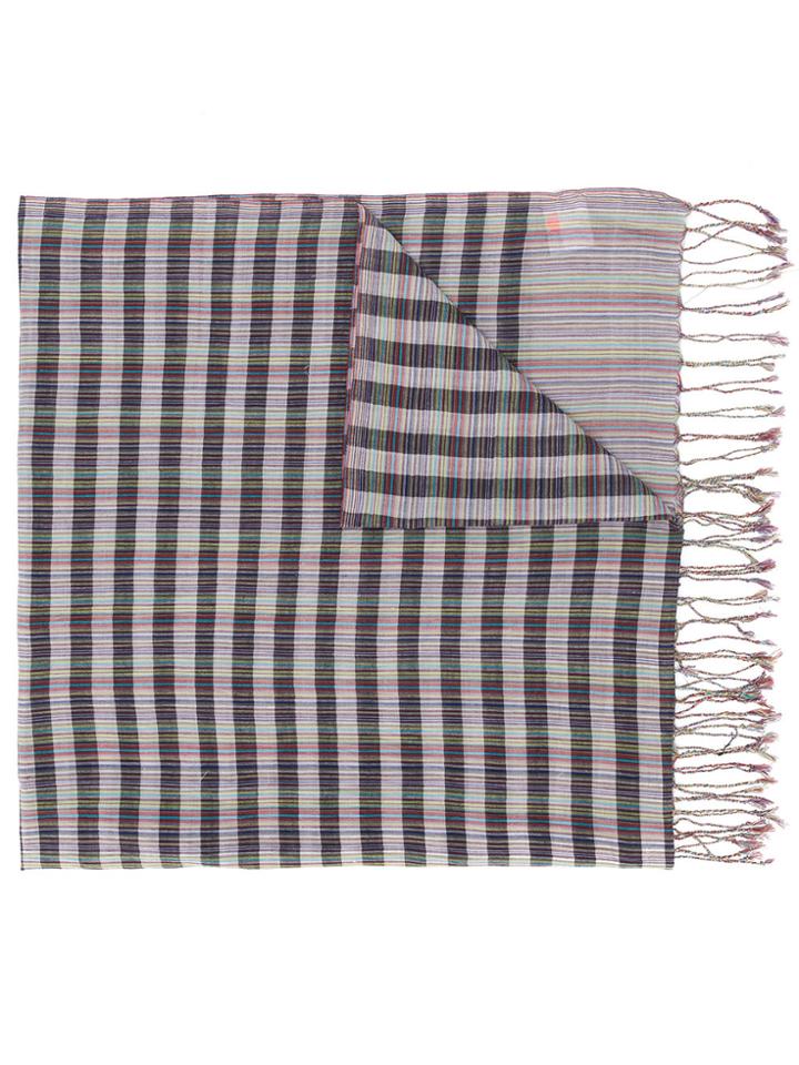 Paul Smith Check Striped Scarf - Multicolour