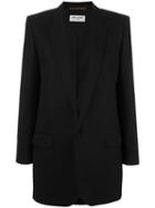 Saint Laurent Long Single Breasted Tube Jacket, Women's, Size: 38, Black, Wool/cotton/silk