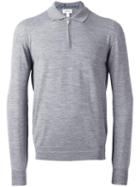 Brioni Zip Up Polo Shirt, Men's, Size: 50, Grey, Wool
