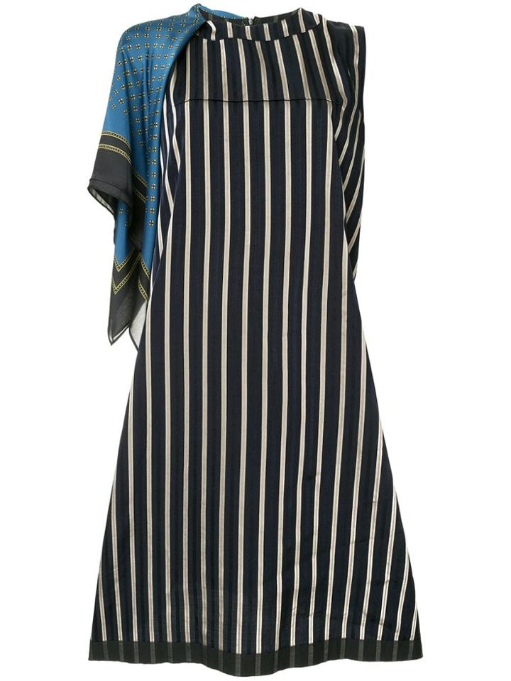 Maison Mihara Yasuhiro Contrast Pattern Dress - Blue