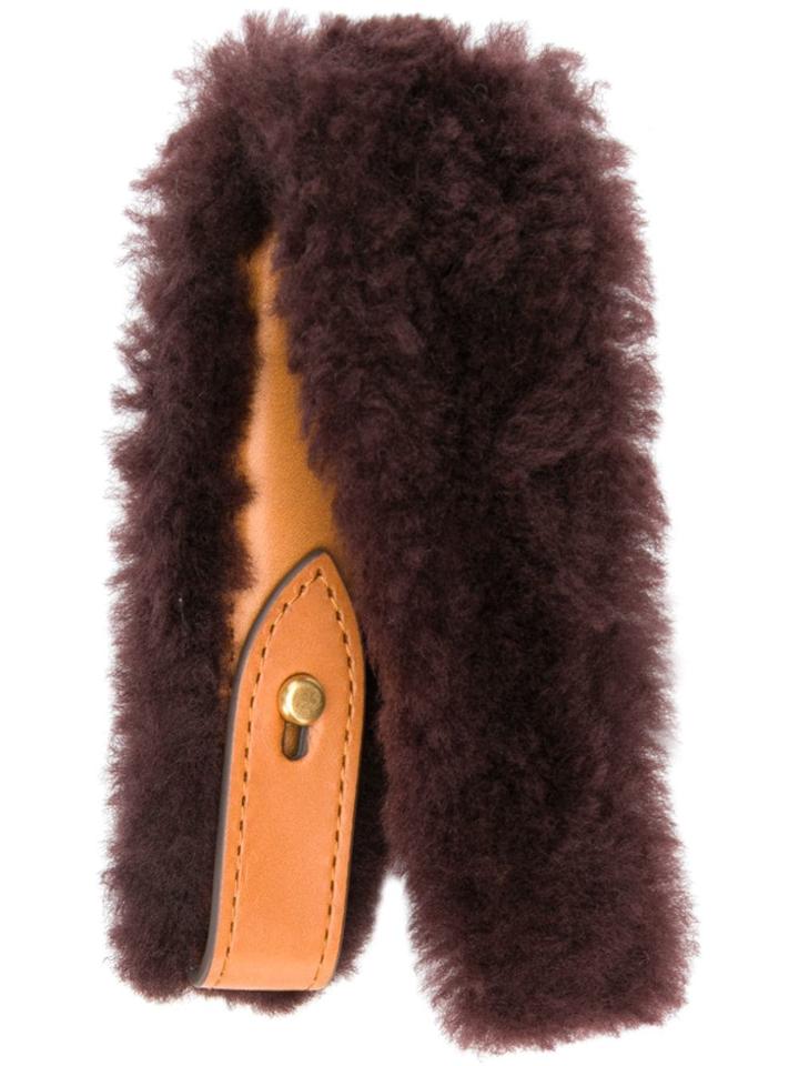 Anya Hindmarch Build A Bag Handle In Claret Shearling - Red