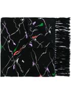 Paul Smith Embroidered Scarf, Women's, Black, Silk/cotton
