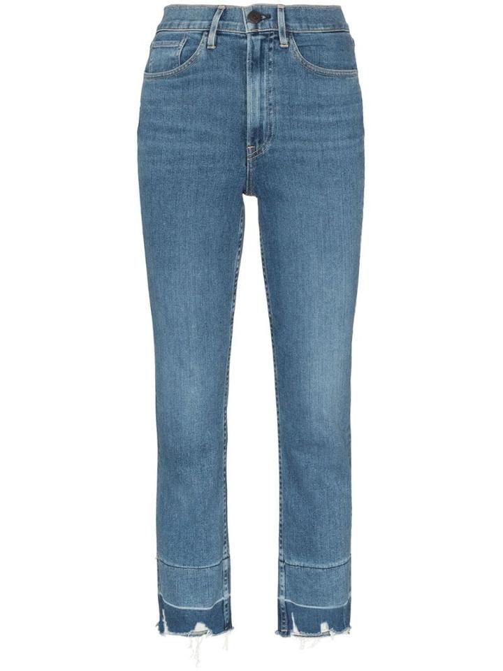3x1 Shelter Cropped Frayed Jeans - Blue