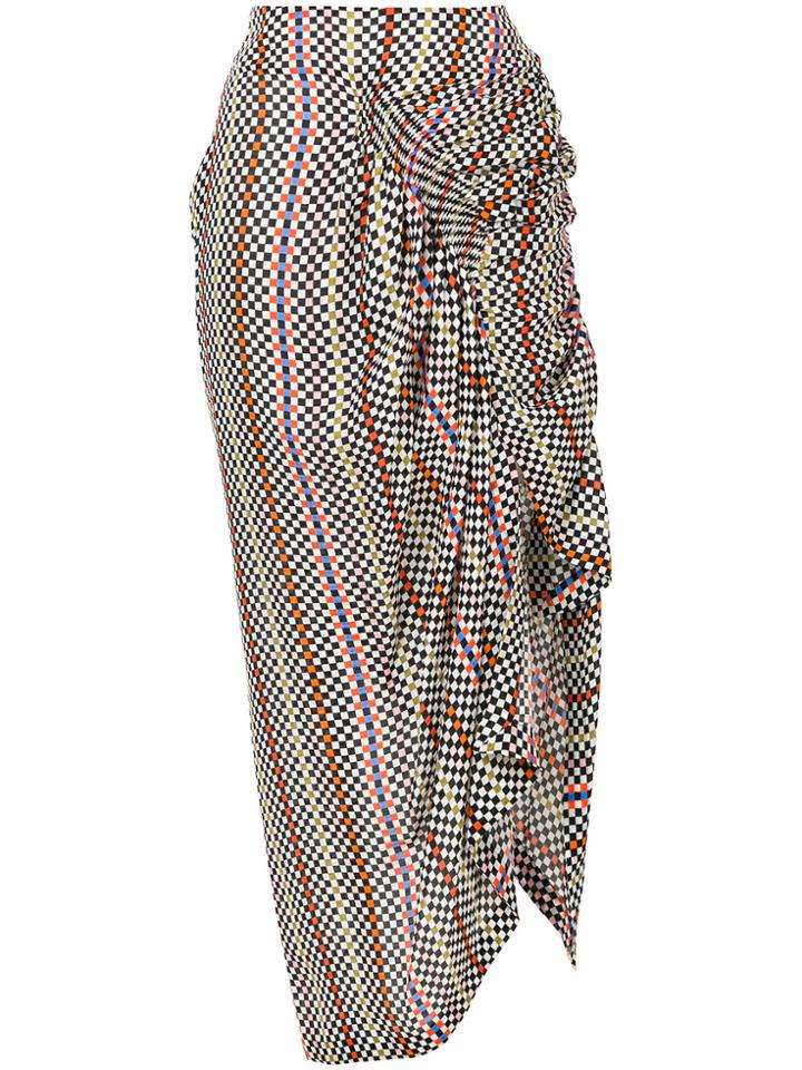 Preen By Thornton Bregazzi Checkerboard Print Wrap Skirt - Multicolour