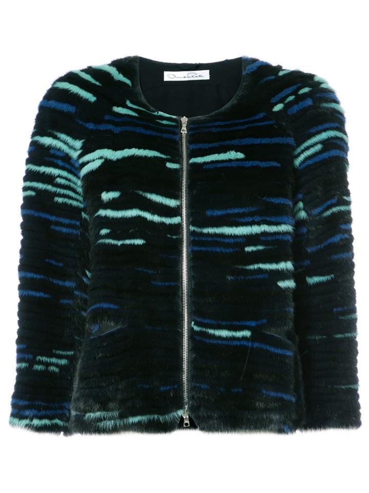 Oscar De La Renta Striped Fur Jacket - Metallic