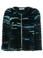 Oscar De La Renta Striped Fur Jacket - Metallic