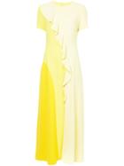 Goen.j Paneled Ruffle-trimmed Dress - Yellow & Orange