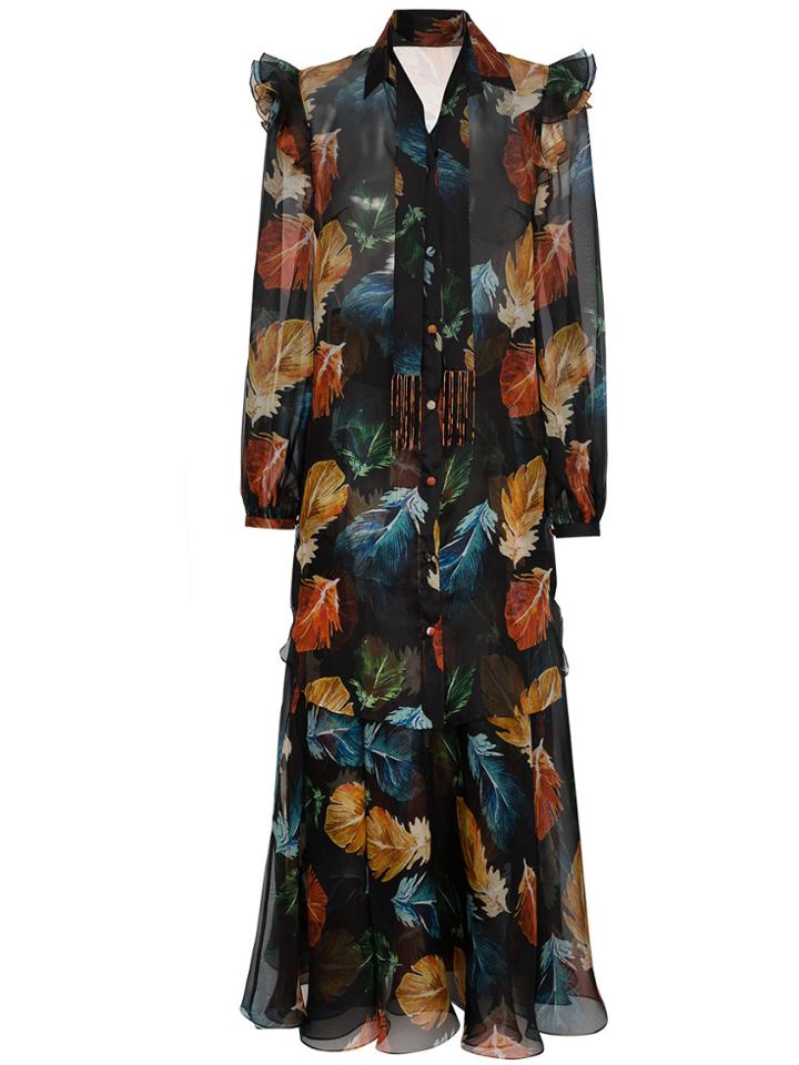 Navro Silk Two Piece Blouse And Skirt - Multicolour