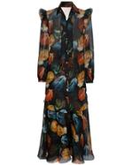 Navro Silk Two Piece Blouse And Skirt - Multicolour