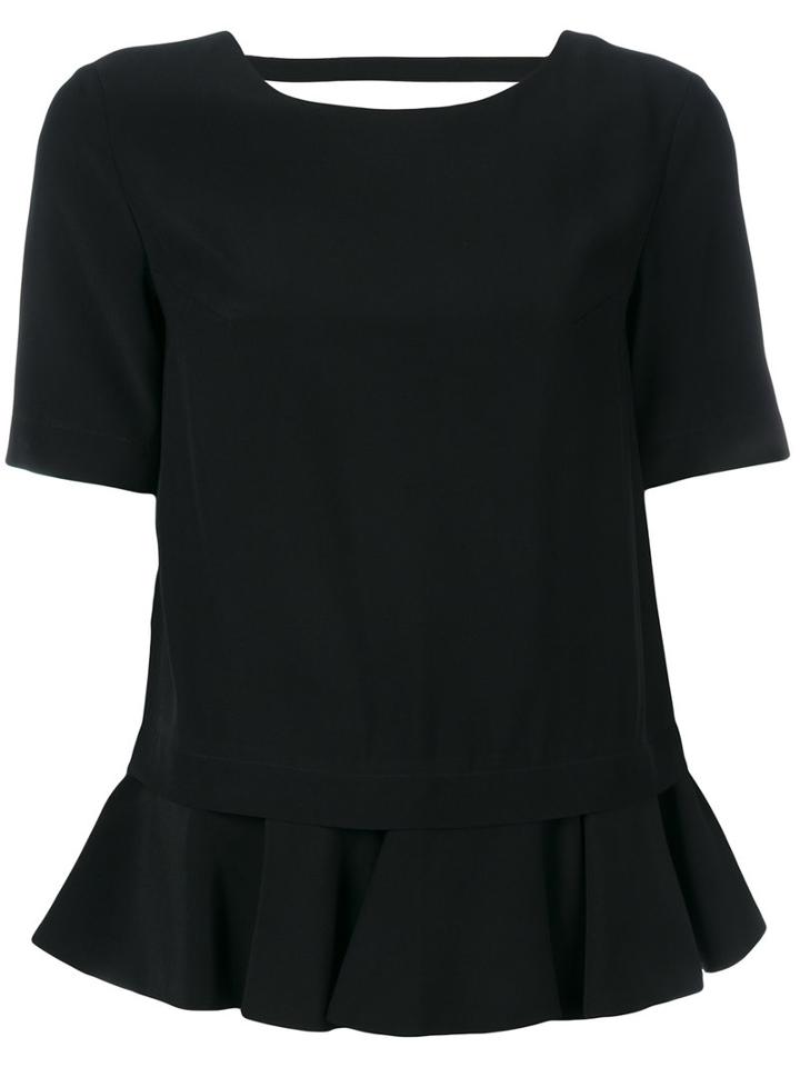 Dondup 'adara' Flounce Hem Top, Women's, Size: 40, Black, Spandex/elastane/acetate/cupro/viscose
