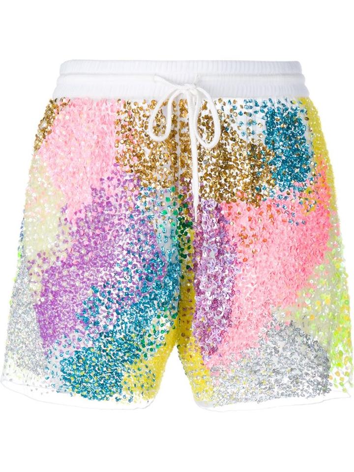 Ashish Sequin-embellished Shorts, Women's, Size: Medium, Beige, Nylon